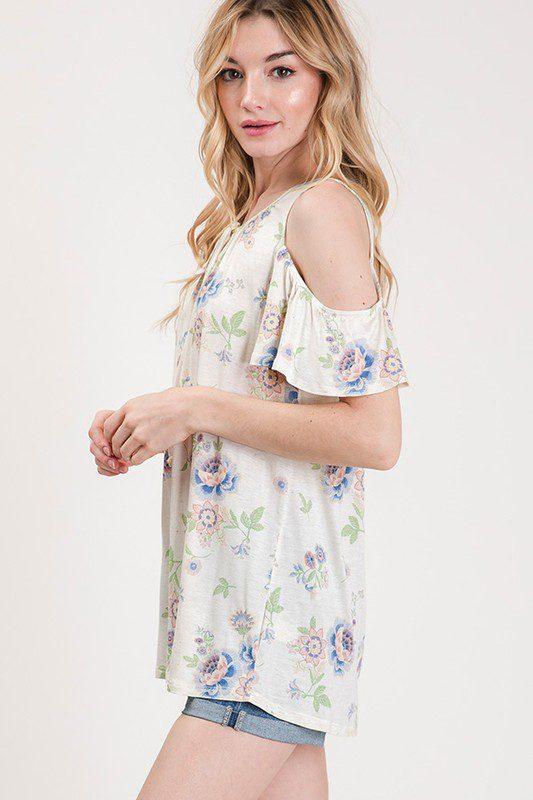 Floral Open Shoulder Top - Southern Sassy Boutique