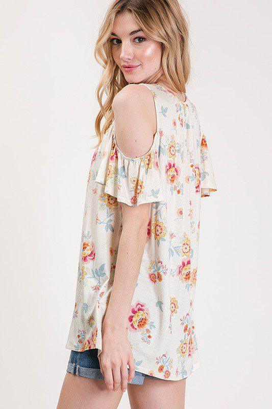 Floral Open Shoulder Top - Southern Sassy Boutique