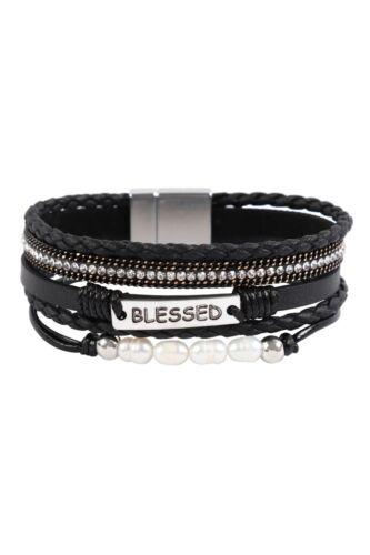 Magnetic "Blessed" Leather Bracelet - Southern Sassy Boutique
