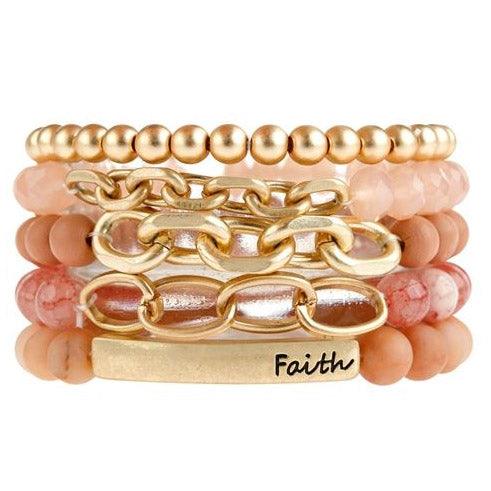 Faith Engraved Cham Beaded Bracelet - Southern Sassy Boutique