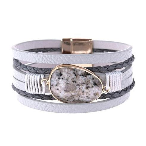 Center Stone Multi Leather Bracelet - Southern Sassy Boutique