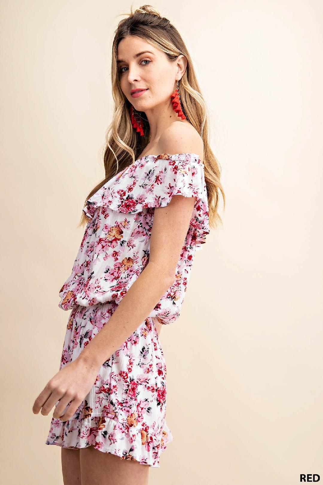 Floral Ruffle Romper - Southern Sassy Boutique