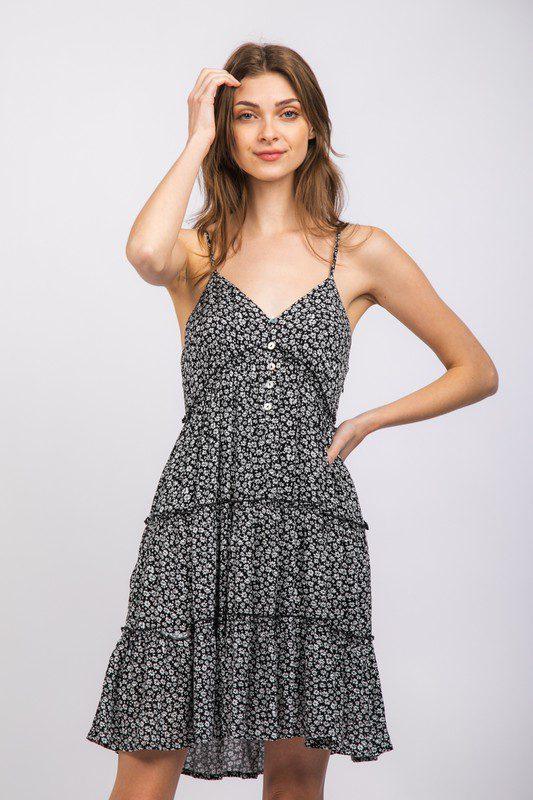 Image: Tiered Detail Floral Dress Black | Southern Sassy Boutique