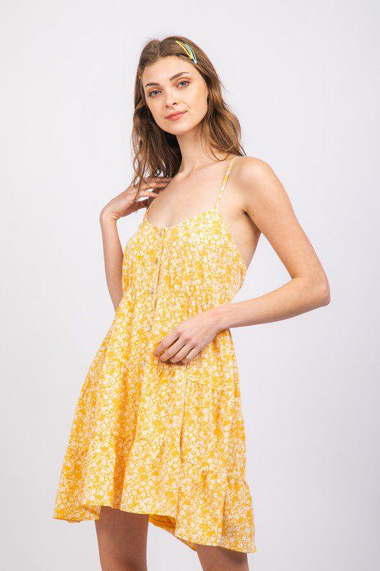 Image: Tiered Detail Floral Dress Yellow | Southern Sassy Boutique