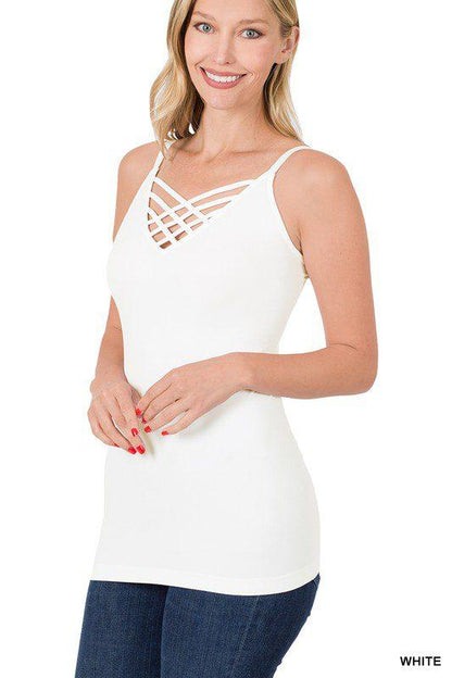 Image: Seamless Lattice Front Cami White | Southern Sassy Boutique