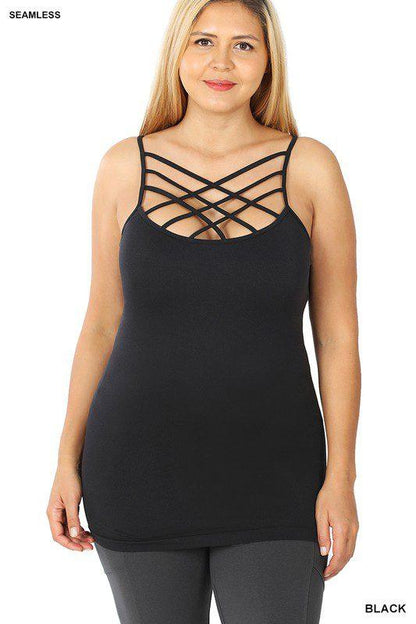 Image: Lattice Detail Curvy Cami Black | Southern Sassy Boutique