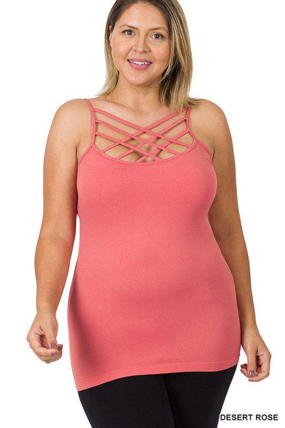 Image: Lattice Detail Curvy Cami Desert Rose | Southern Sassy Boutique