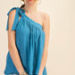 Image: One Shoulder Bow Tie Top Ocean Blue | Southern Sassy Boutique