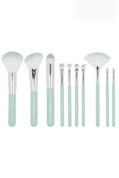 10 PC Essential Makeup Brush Set With Travel Friendly Pouch - Southern Sassy Boutique