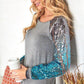Ombre Sequins Long Sleeve Top - Southern Sassy Boutique