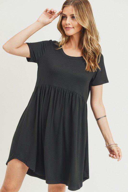 Image: Solid Baby Doll Dress Black | Southern Sassy Boutique