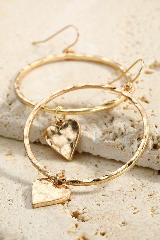 Image: Ring & Heart Charm Earrings Gold | Southern Sassy Boutique