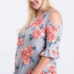 Floral Print Cold Shoulder Knit Top - Southern Sassy Boutique