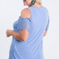 Cold Shoulder Top With Lace Detail - Southern Sassy Boutique