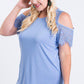 Cold Shoulder Top With Lace Detail - Southern Sassy Boutique
