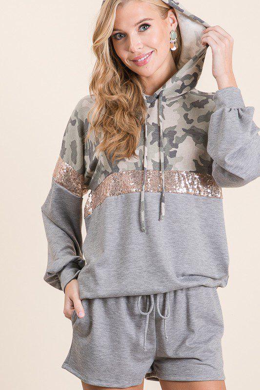Hoodie And Botton Camo Set - Southern Sassy Boutique