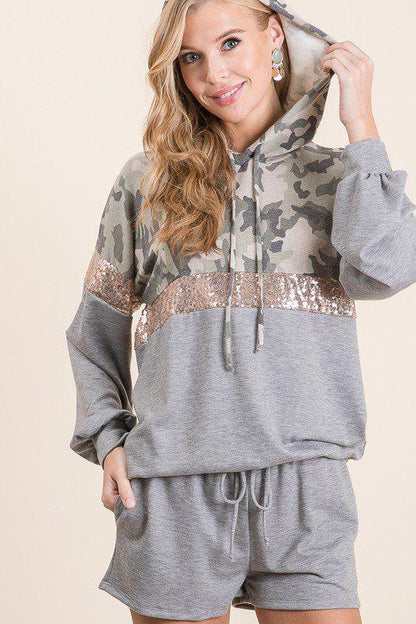 Hoodie And Botton Camo Set - Southern Sassy Boutique