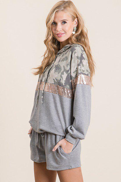 Hoodie And Botton Camo Set - Southern Sassy Boutique