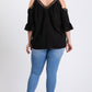 Cold Shoulder Embroidery Top - Southern Sassy Boutique