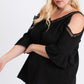 Cold Shoulder Embroidery Top - Southern Sassy Boutique