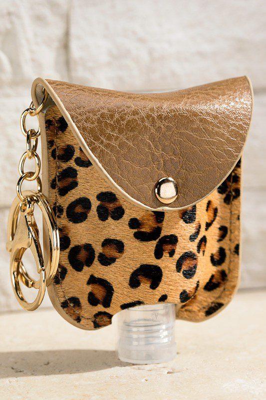 Image: Faux Leather Hand Sanitizer Case Leopard | Southern Sassy Boutique