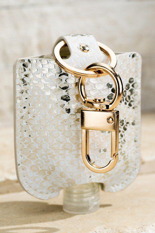 Image: Faux Leather Hand Sanitizer Case Beige | Southern Sassy Boutique