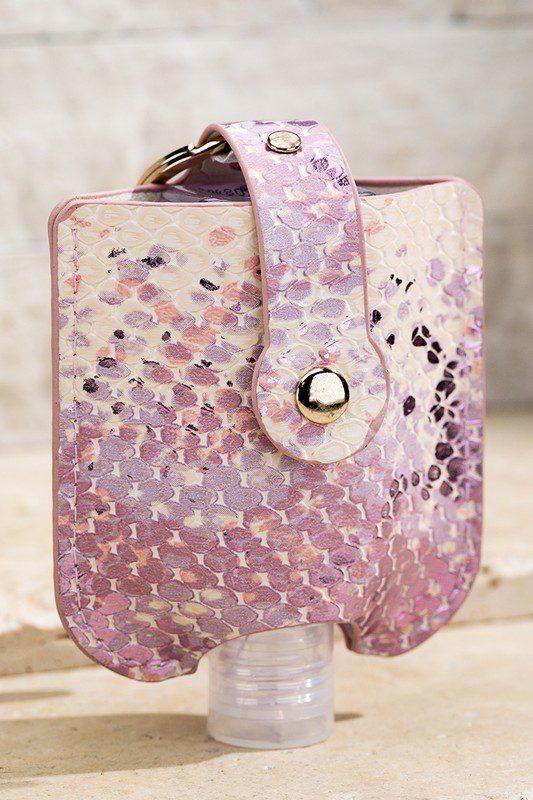 Image: Faux Leather Hand Sanitizer Case Blush/Pink | Southern Sassy Boutique