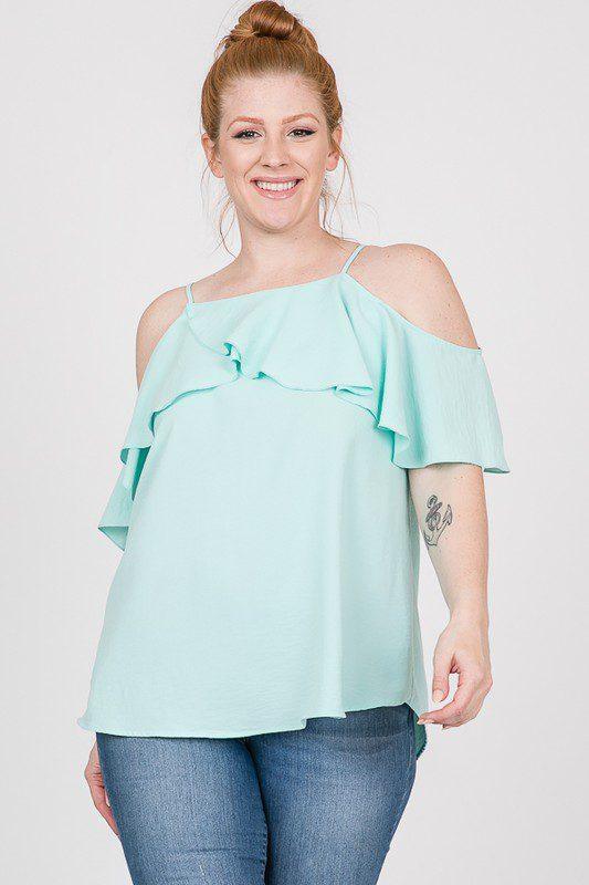 Cold Shoulder Ruffle Top - Southern Sassy Boutique