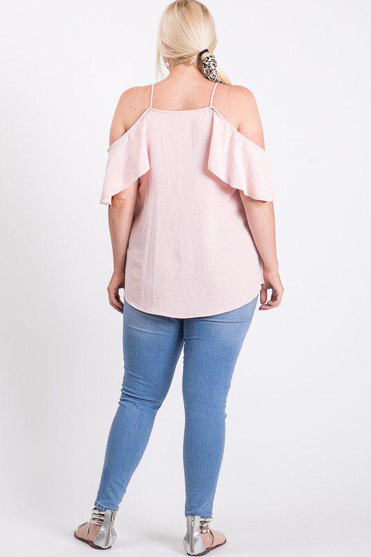 Cold Shoulder Ruffle Top - Southern Sassy Boutique