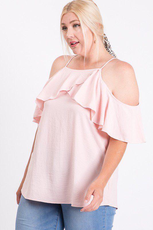 Cold Shoulder Ruffle Top - Southern Sassy Boutique