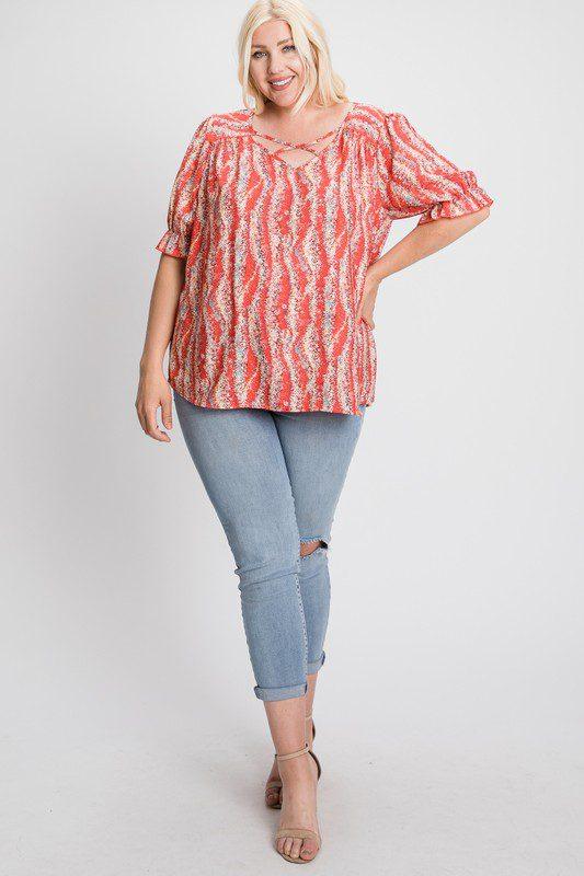 Image: Floral Print Bubble Top Red | Southern Sassy Boutique