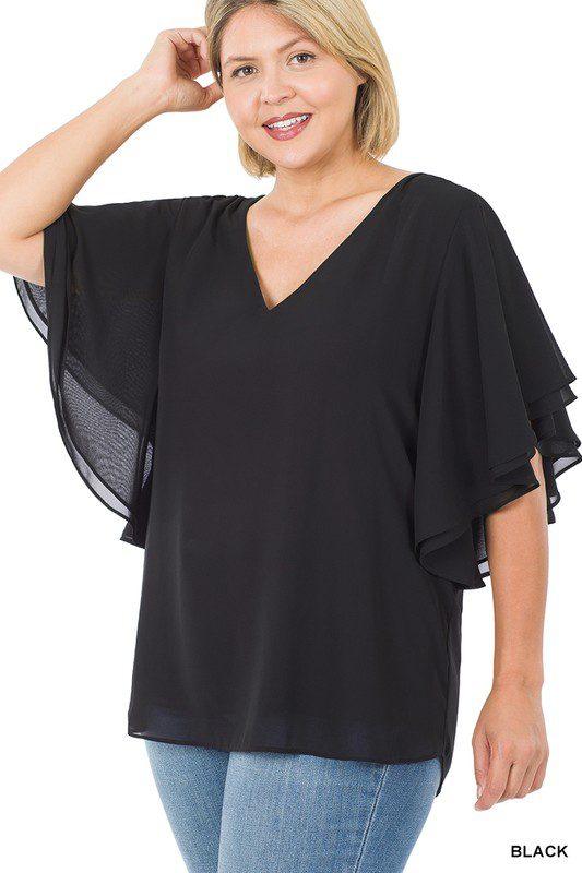 Image: Curvy Chiffon Top Black | Southern Sassy Boutique