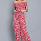 Floral Off Shoulder Jumpsuit, Bleted Tie - Southern Sassy Boutique