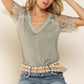 Image: Soft Lace Shirt Dried Herb | Southern Sassy Boutique