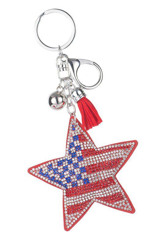 Image: USA Flag Star Crystal Key Chain  | Southern Sassy Boutique