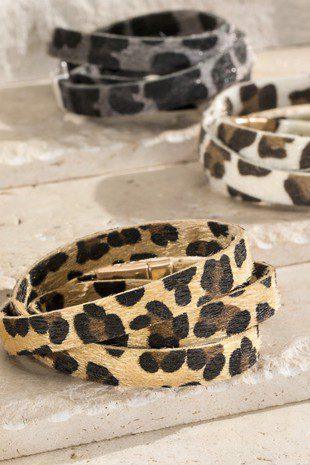 Image: Leather Leopard Magnetic Bracelet Brown | Southern Sassy Boutique