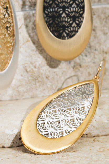 Brass Filigree Teardrop Earrings - Southern Sassy Boutique