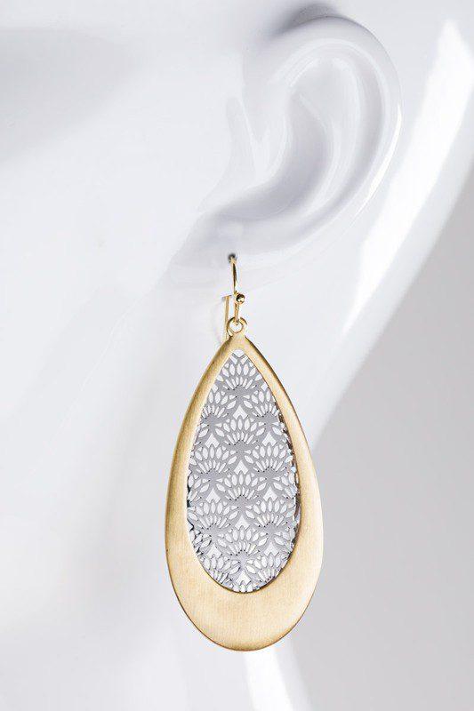 Image: Brass Filigree Teardrop Earrings Gold Silver | Southern Sassy Boutique