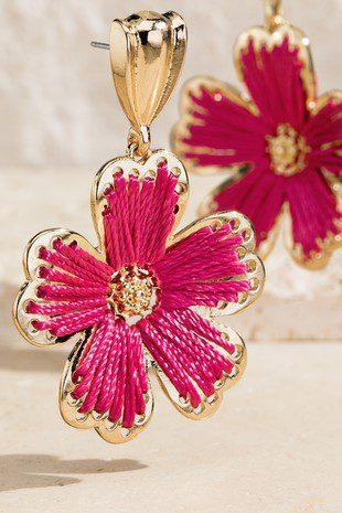 Image: Floral Dangle Earrings Fushia | Southern Sassy Boutique