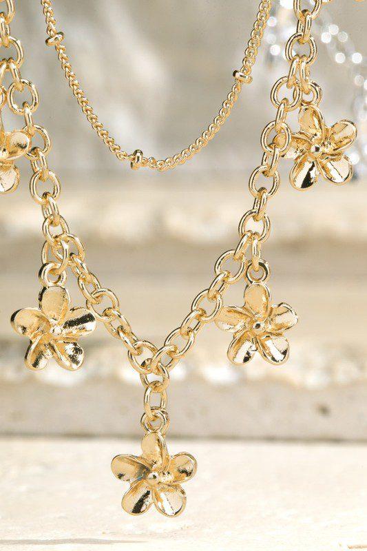 Image: Layered Flower Charm Necklance Gold | Southern Sassy Boutique