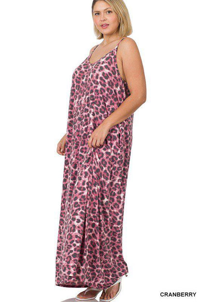 Curvy Leopard V-Neck Maxi Dress - Southern Sassy Boutique