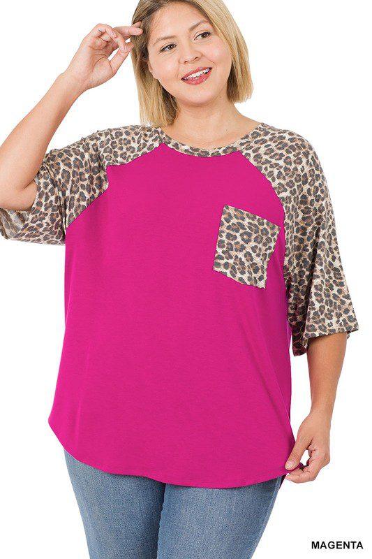 Image: Curvy Animal Print Knit Top Magenta | Southern Sassy Boutique