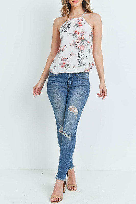 Image: Halter Floral Top Ivory | Southern Sassy Boutique