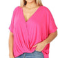 Image: Curvy 3/4 Sleeve Knit Top Fuchsia | Southern Sassy Boutique