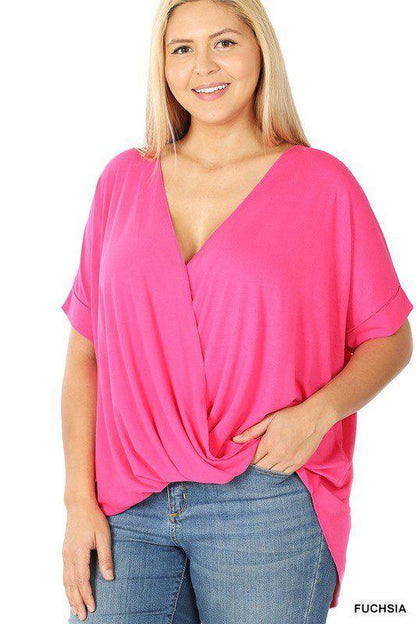 Image: Curvy 3/4 Sleeve Knit Top Fuchsia | Southern Sassy Boutique