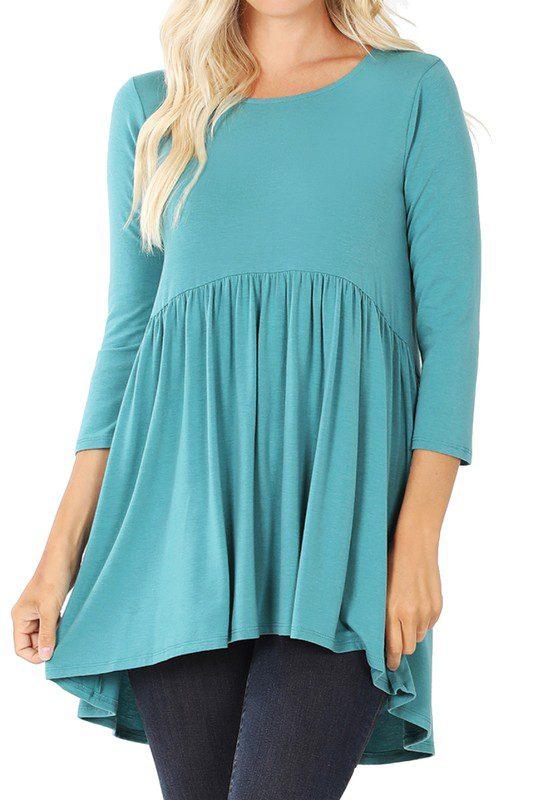 Image: Babydoll Top Dusty Teal | Southern Sassy Boutique