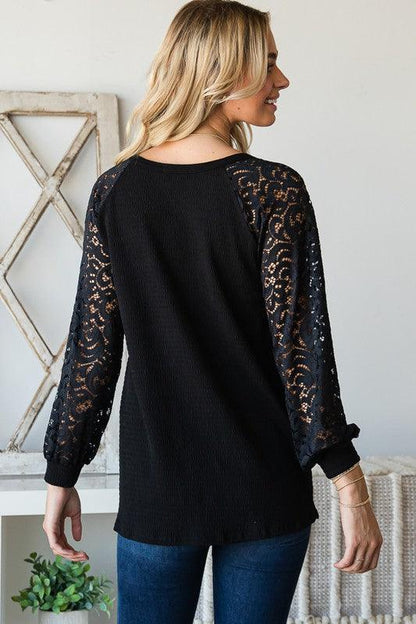 Puff Sleeve Lace Top - Southern Sassy Boutique