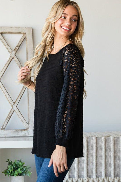 Puff Sleeve Lace Top - Southern Sassy Boutique