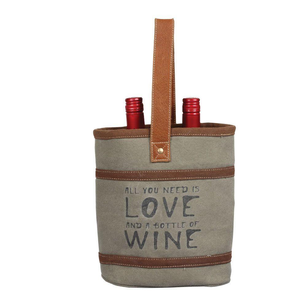 Myra "Love & Wine" Canvas Wine Carrier - Southern Sassy Boutique