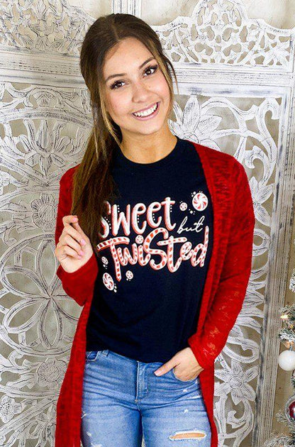 Image: Sweet But Twisted Christmas Tee. Black | Southern Sassy Boutique